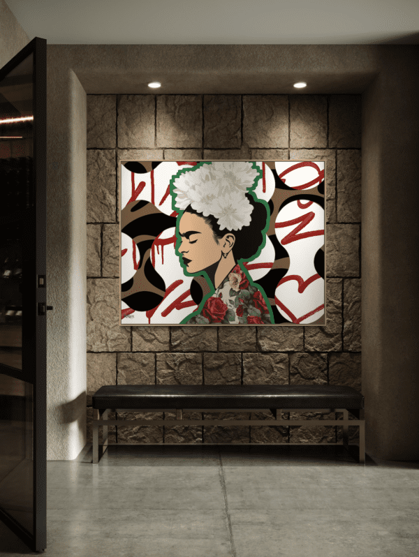 Frida’s Love limited edition canvas art by Henrix styled as bold wall décor